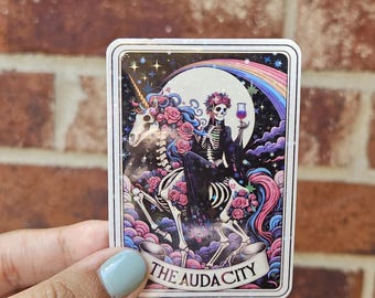 Tarot Card Sticker – The Audacity Card, Cute Girly Magical Vinyl Decal, Water Bottle Accessory, Sassy Tarot Card Sticker, Sassy Sticker