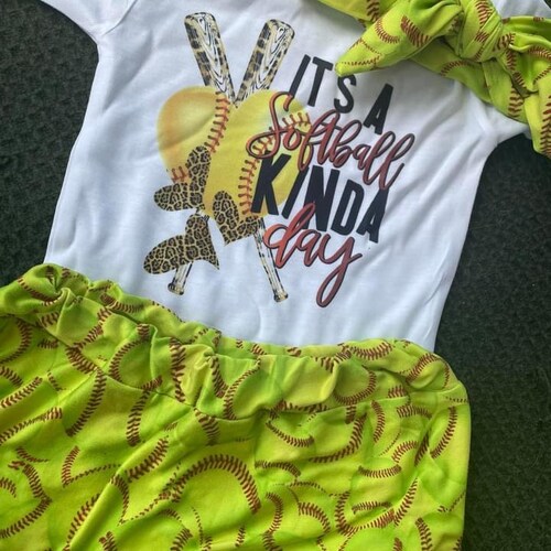 Its a Softball Kind of Day 3 Piece Baby Girl Outfit Etsy