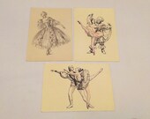 Vintage Set 3 art russian postcards 1958. Russian ballet. Actors Theatre Opera and Ballet Kirova.Famous ballerina Petrova. Ballet "Swan Lake