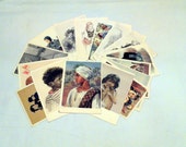 Very rare! Vintage ful set 16 russian drawings postcard IZOGIZ 1958 Series "Children of different nations of world" superb drawings