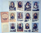 Very RARE OLD Russian ful set 12 postcards 1957 Drawings. " Great Russian travelers" military, discoverers. America, Africa