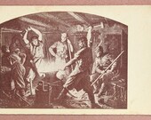 Polish uprising 1863-1864 January uprising. Blacksmith forge. Rebels. Combat weapon - scythe. Old Ossolińskich we Lwowie postcard 1910s