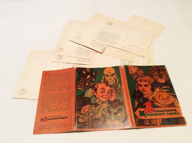 Ultra Rare Old Russian Ful Set 16 postcards 1962 Wizard of Oz Iron robot spider/'s web straw man Strashila Vladimirsky Tin Woodman Mermaid