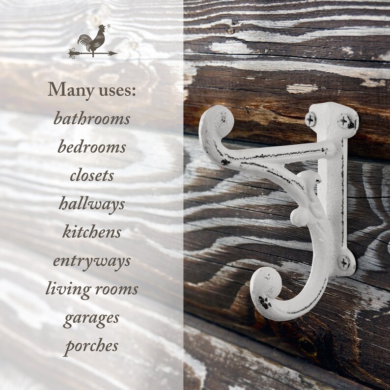 Rustic Cast Iron Coat Hooks 3 Pack Wall Mounted Farmhouse Etsy