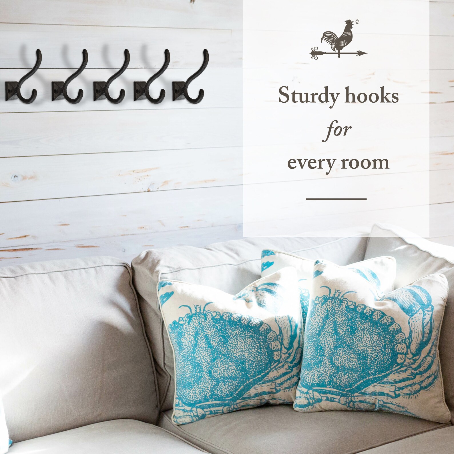 Rustic Cast Iron Coat Hooks 5 Pack Wall Mounted Farmhouse Etsy