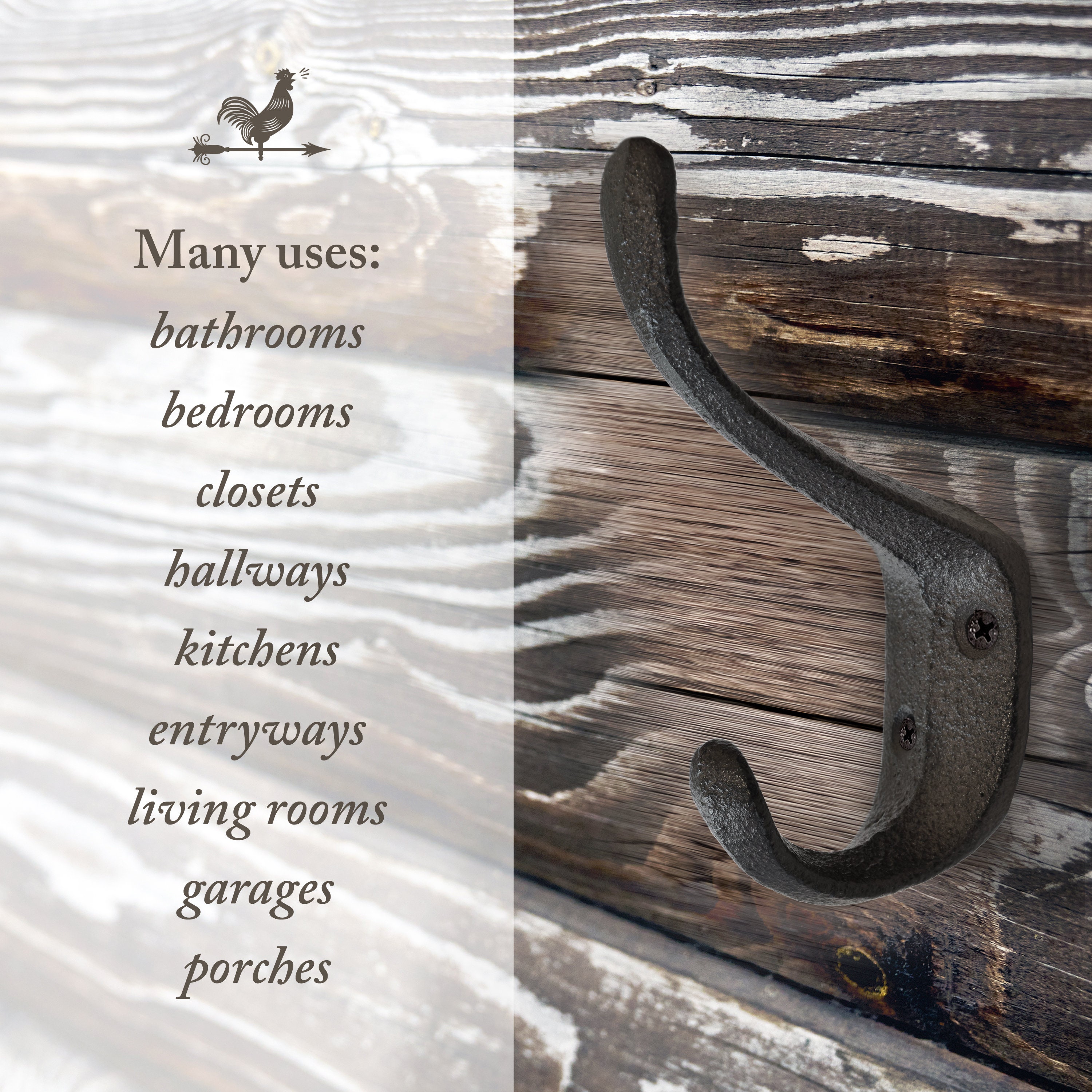 Rustic Cast Iron Coat Hooks 5 Pack Wall Mounted Farmhouse Etsy