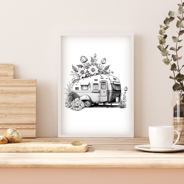 Vintage Travel Trailer Art 2 - Travel Prints Collection, Vintage Camper, Camping, Antique Camper, Wall Art, Art Prints, Vintage Nature Print