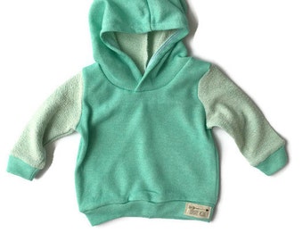 Ready to Ship Mint French Terry Hoodie for Baby and Toddler 6-9 Months
