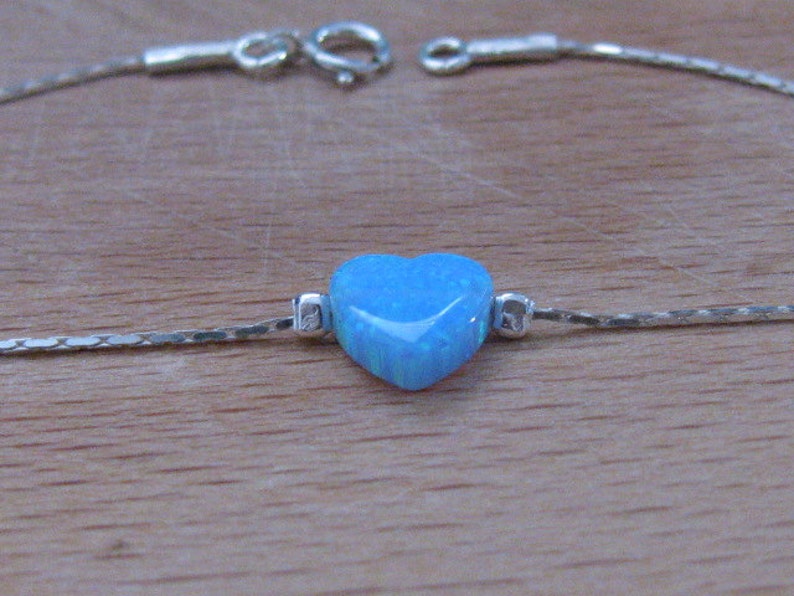 sterling silver bracelet Opal bracelet opal heart bracelet dainty bracelet luck tiny bracelet silver bracelet bridesmaid gift