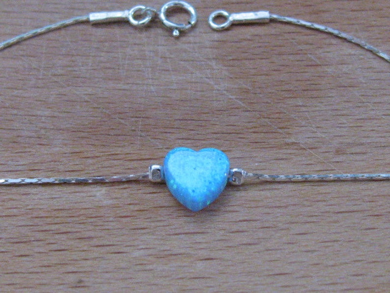 sterling silver bracelet Opal bracelet opal heart bracelet dainty bracelet luck tiny bracelet silver bracelet bridesmaid gift