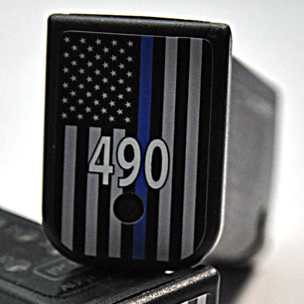 THIN BLUE LINE Flag Magazine Base Plate Stickers w/ your badge number