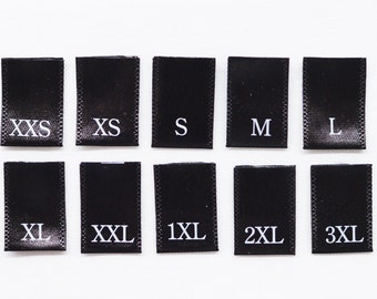 1000 or 500 WOVEN GARMENT SEWING SIZE XXXL LABELS Black w White Letter Ship@US