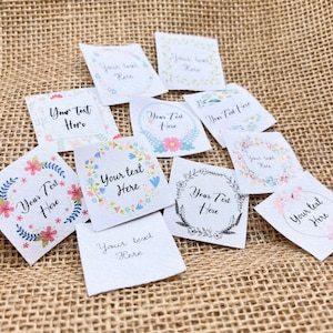 Fabric name tag, Personalized clothing label, white cotton - 30mm x 30mm - 52 PCS, PRE CUT