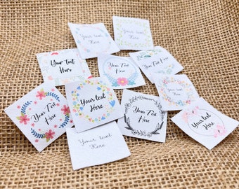 Fabric name tag, Personalized clothing label, white cotton - 30mm x 30mm - 52 PCS PER ORDER