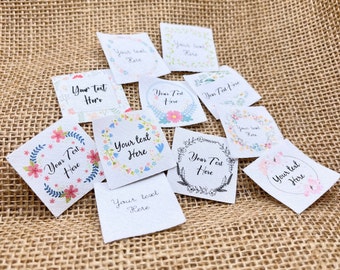 Fabric name tag, Personalized clothing label, white cotton - 30mm x 30mm - 50PCS, PRE CUT