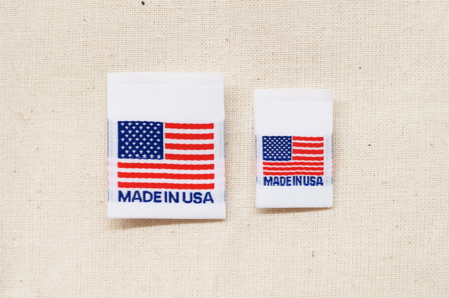 AMERICAN FLAG 100 PCS BLACK WOVEN SEWING GARMENT CLOTHING LABEL MADE IN U.S.A