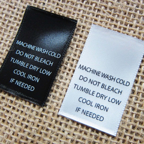 Custom Printed Satin Care Labels White Labels Black or - Etsy