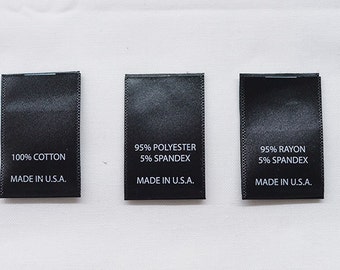 Printed Satin Size Tabs White Clothing Labels With Black - Etsy