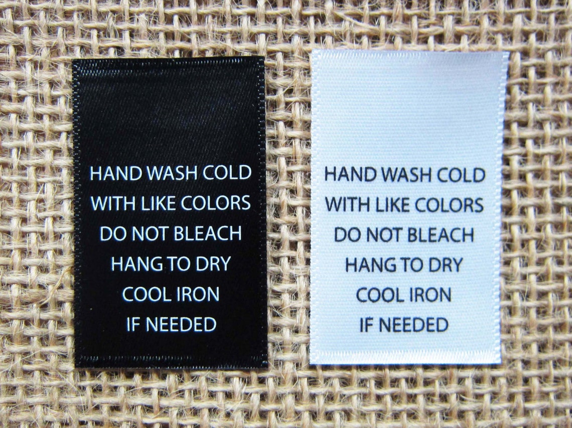 Printed Satin Care Labels Hand Wash Cold with Like Colors Etsy