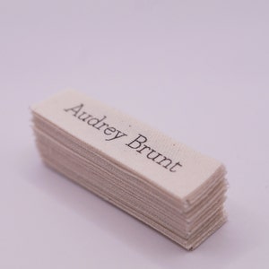Fabric name tag, Natural Cotton, personalized - 13 mm x 50 mm - 61 PCS PER ORDER