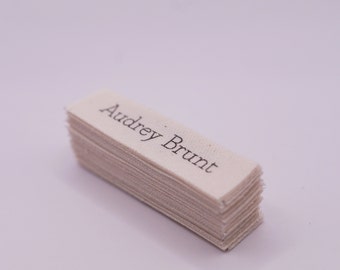 Fabric name tag, Natural Cotton, personalized - 13 mm x 50 mm - 61 PCS PER ORDER