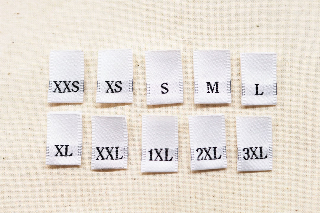 Woven Size Tabs White Clothing Labels With Black Letters - Etsy
