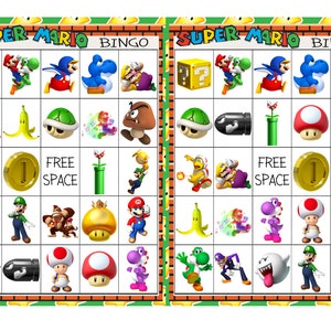 Super Mario Brothers Bingo 20 cartes à imprimer