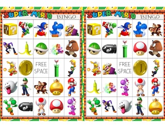Super Mario Brothers Bingo 20 cards printable