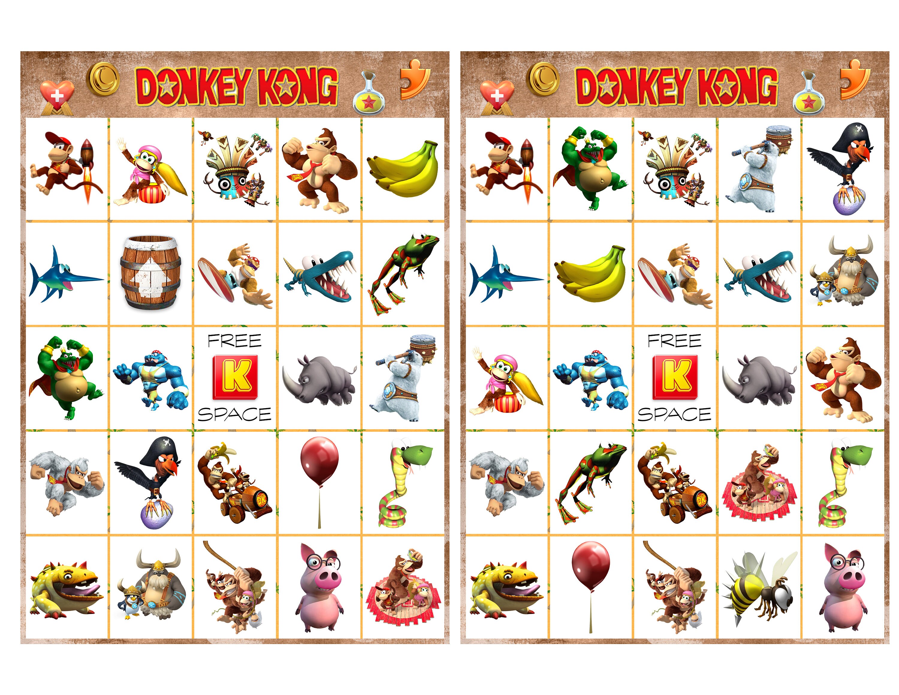 Donkey Kong Bingo 10 card