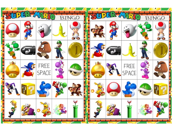 Super Mario Brothers Bingo 10 Card Printable | Etsy Australia