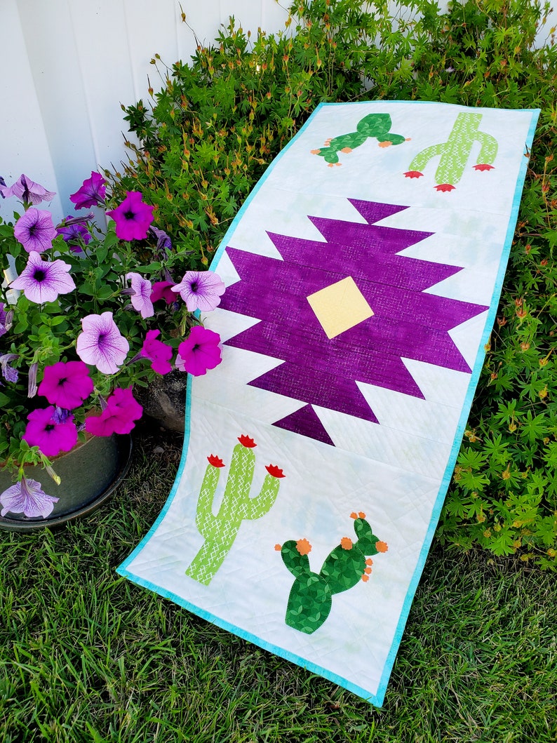 Tucson Table Runner PDF Quilt Pattern. Southwest Cactus Table Etsy
