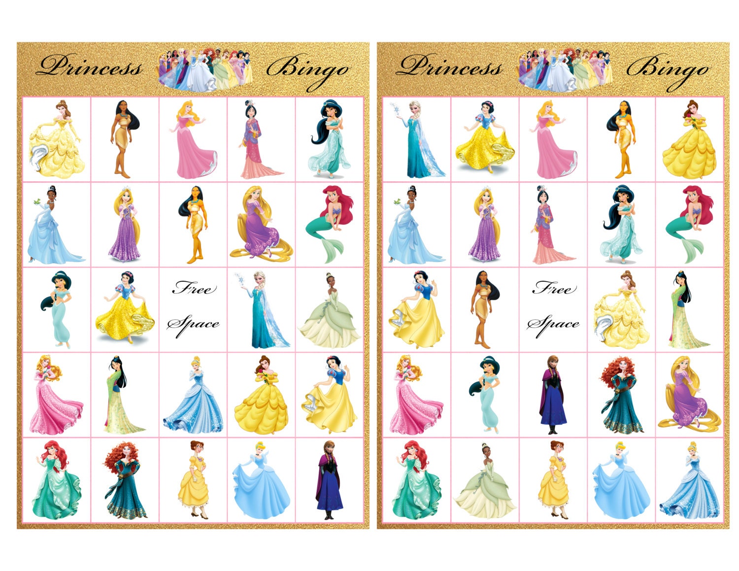 Jogo de Bingo Princesas Disney