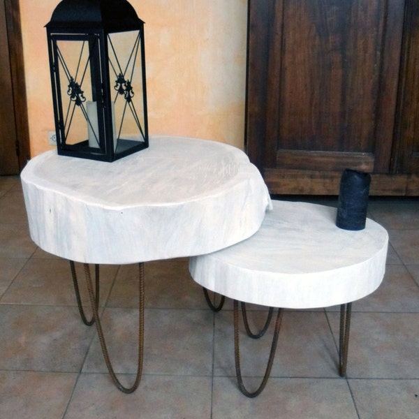 Table basse bois,  coffee table, table chêne, oak table, table ronde, round table