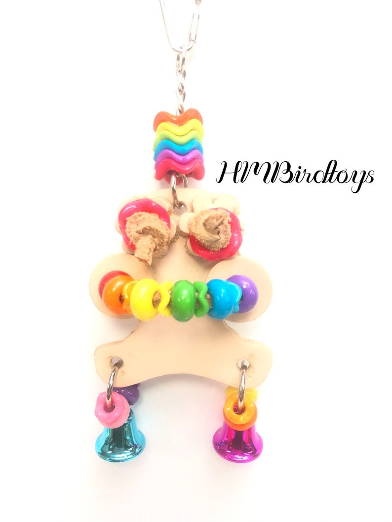 Teddy Charm #0076 Bird Toy Leather Bird Toy Leather Parrot Toy Parrot Toy Small Animal Toy