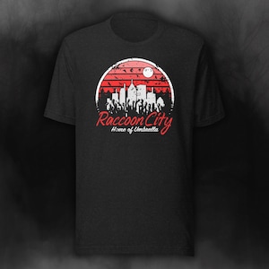 Retro Resident Evil Raccoon City Skyline T-Shirt | Dark