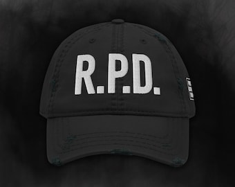 Gorra bordada estilo "papá" de Resident Evil R.P.D. con efecto desgastado.