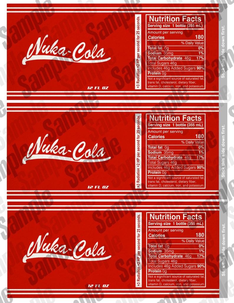 Fallout Nukacola Bottle Labels Etsy Canada