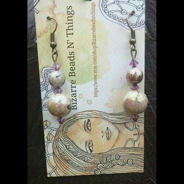 CREAM TAUPE MULTICOLORED Earrings Beaded