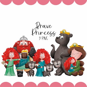 Images clipart de princesse courageuse | Illustration numérique | Griffonnage | Licence commerciale | Sublimation PNG | Cartes de Noël