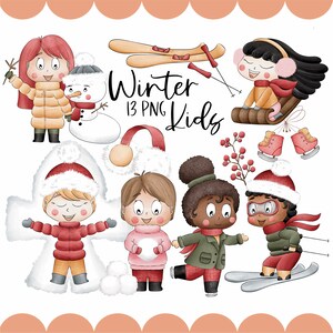 Winter Kids Clipart Graphics | Illustration numérique | Licence commerciale | Sublimation PNG | Enfants Illustration | Livre