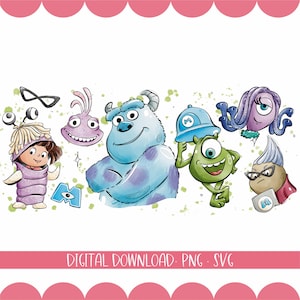 Clipart de monstres mignons | Illustration numérique 300 dpi | Licence commerciale | Sublimation PNG-SVG
