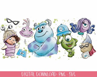 Cute Monsters Clipart Graphics | 300 dpi Digital Illustration | Commercial License | Sublimation PNG-SVG