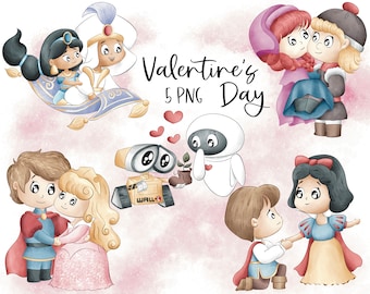 Valentine's Day Couples Clipart Graphics | Valentines Princess | Digital Illustration | Commercial License | Frozen Inspired |