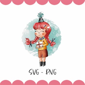 Birthday Girl Clipart Graphics Digital Illustration Commercial License Sublimation PNG-SVG image 1