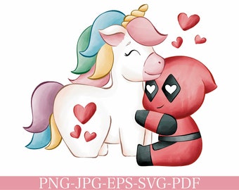 In Love Deadpool Clipart Graphics | Digital Illustration | Commercial License | Sublimation PNG-SVG