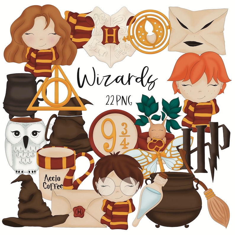 Magic Clipart Graphics | Digital Illustration | Doodle | Commercial License | Witch | Castle | Halloween | Birthday Decorations 