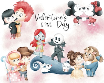 Valentine's Day Couples Clipart Graphics | Valentine Princess | digital illustration | Commercial License | Frozen Inspired |