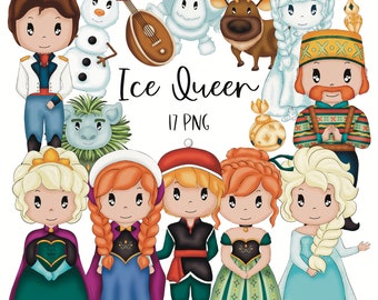 | graphiques clipart inspirés de Ice Queen | d’illustration numérique | de licence commerciale | inspirés de la Reine des Neiges Enfants | Bonhomme de neige
