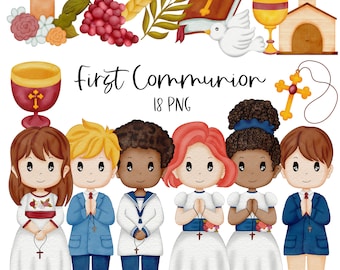 First Communion Clipart Graphics | Digital Illustration | Commercial License | Communion | Children | Decoration | holy