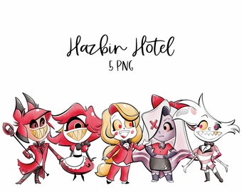 Cute Hazbin Characters Clipart | 300 dpi Digital Illustration | Commercial License | Charlie | Alastor | Angel |